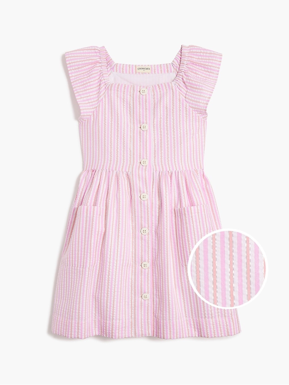 CREWCUT ~ Size 6 Girls' shimmer seersucker button-front dress